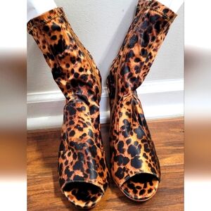 Liliana Leopard Print Heels Open Toes Shoes